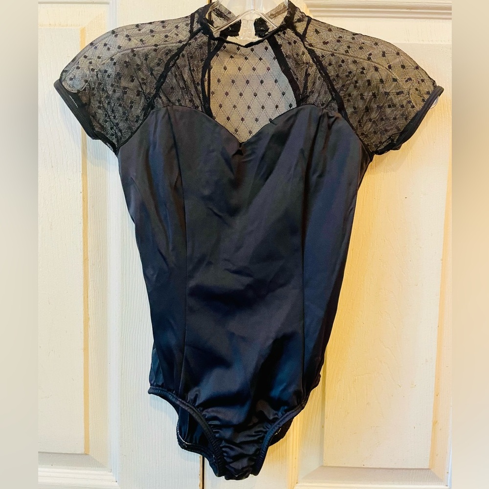 Premiere Collection by Body Wrappers Black Leotard with Sheer Mesh Contrast